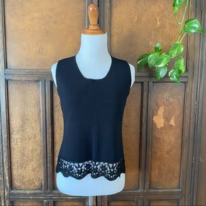 J.A.C. black sleeveless crochet viscose top medium